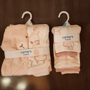 Carters 2-Pack Hooded Towels & 6-Pack Wash Cloths
